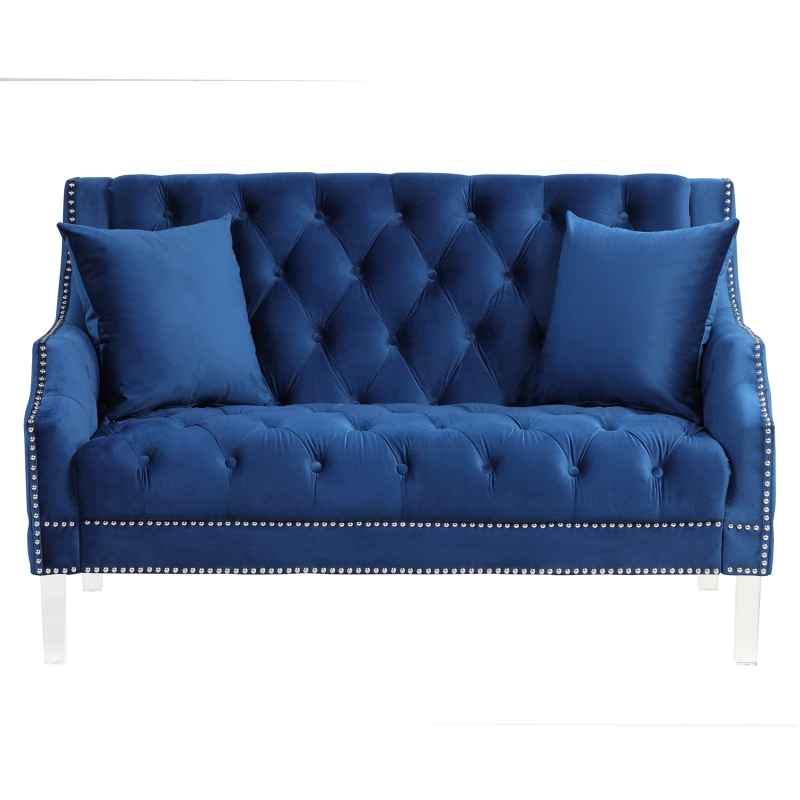 Living Room Couches Fabric Dutch Velvet Loveseat-Blue