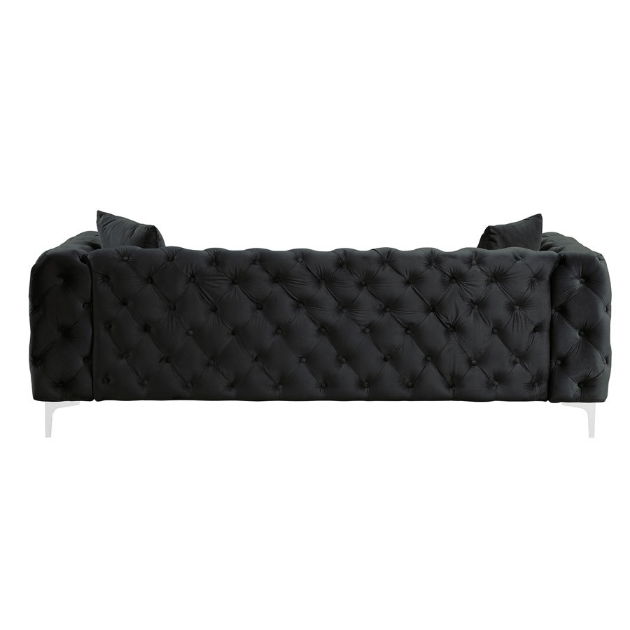 Contemporary Sofa Couch with Deep Button Tufting Dutch Velvet Black