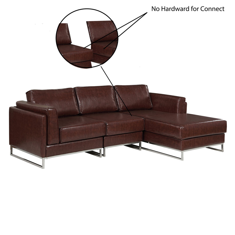 Chocolate Brown Sectional L Shaped Leather Sofa