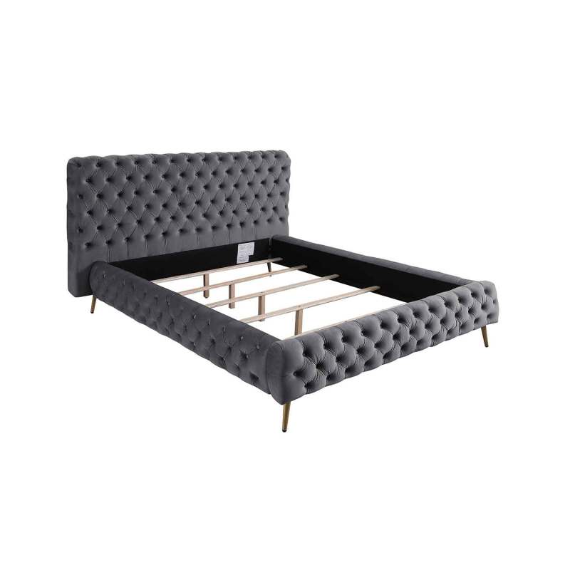 King Contemporary Tufted Bed Frame - Grey