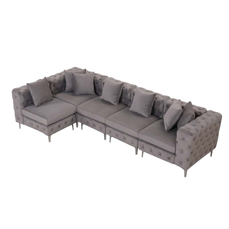 Modular Sectional Sofa L Shape Sofa with Reversible Chaise-Beige