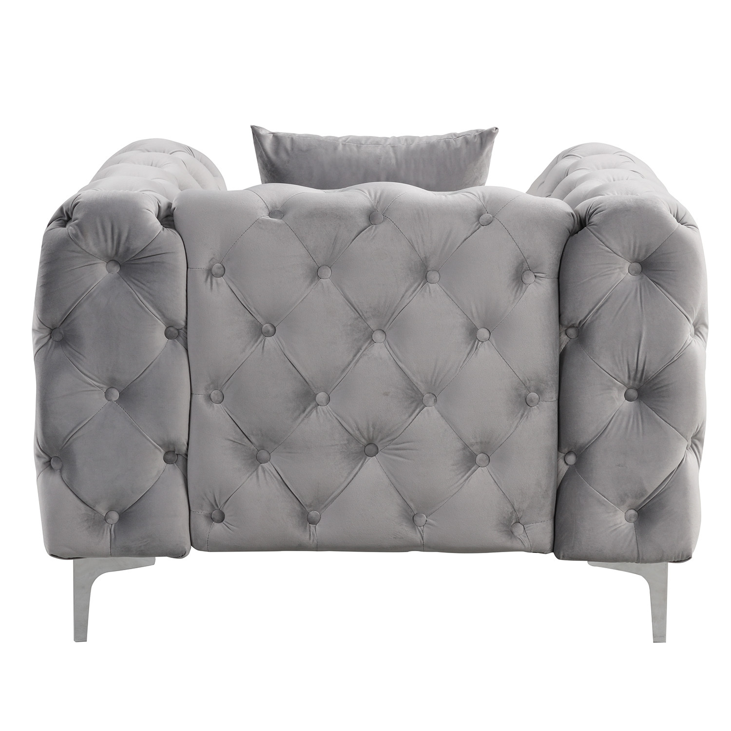 Contemporary Sofa  with Deep Button Tufting Dutch Velvet - Silver Grey