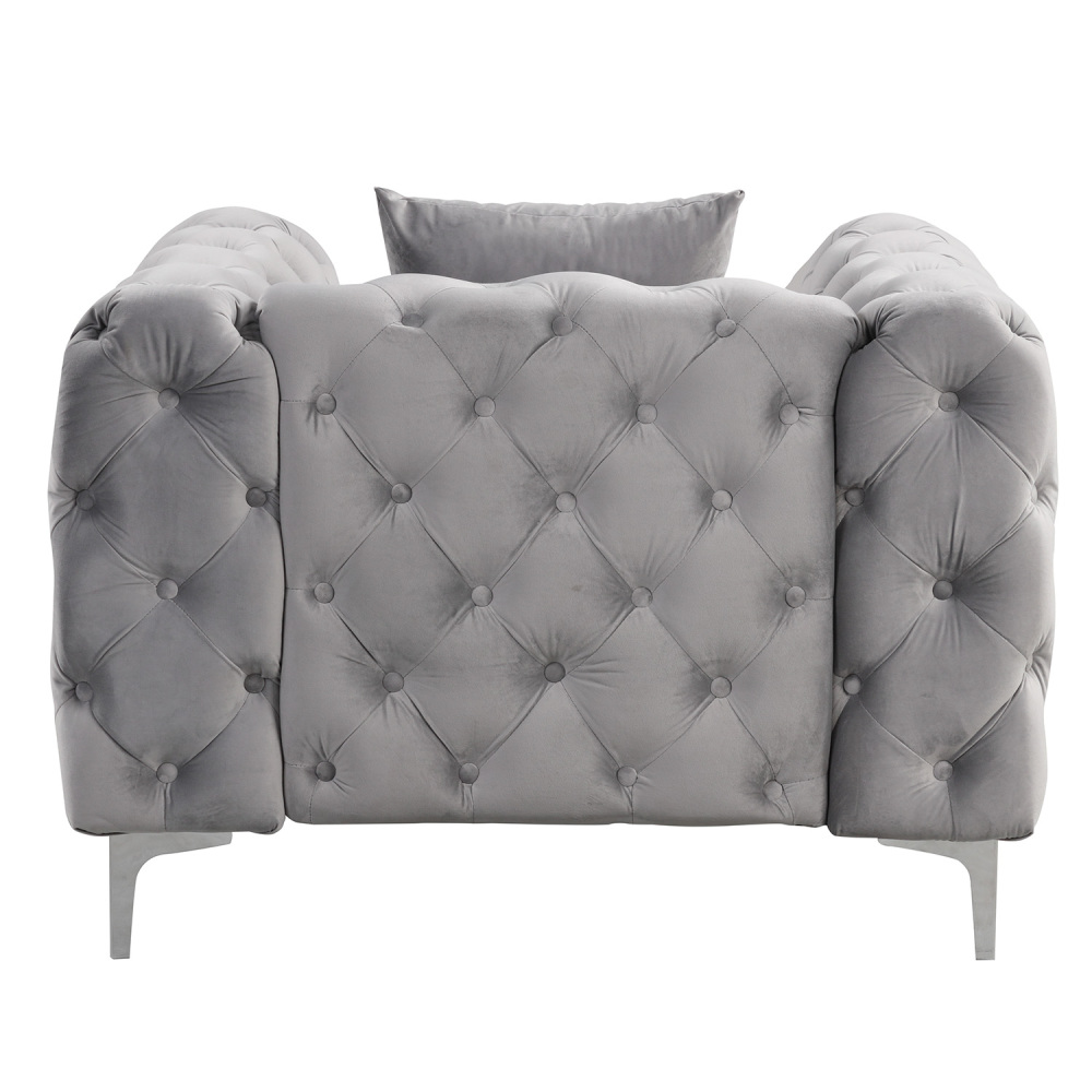Contemporary Sofa  with Deep Button Tufting Dutch Velvet - Silver Grey