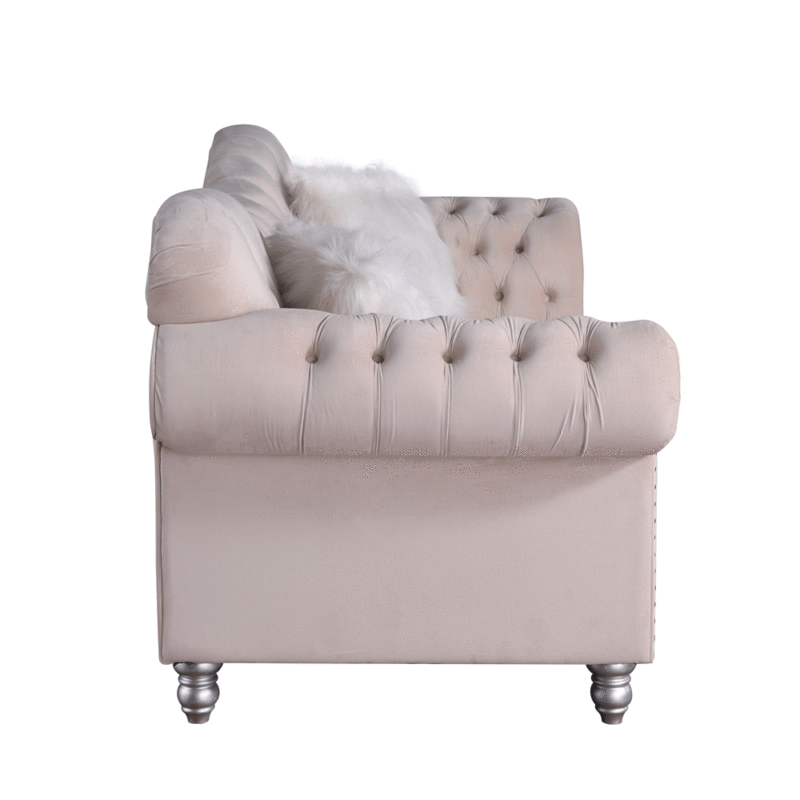 Luxury Classic America Chesterfield Sofa Tufted Camel Back in Beige