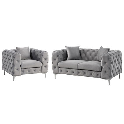 Contemporary Sofa  with Deep Button Tufting Dutch Velvet