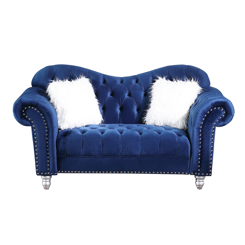 3 Pieces Luxury Classic America Chesterfield Tufted Camel Back - Blue