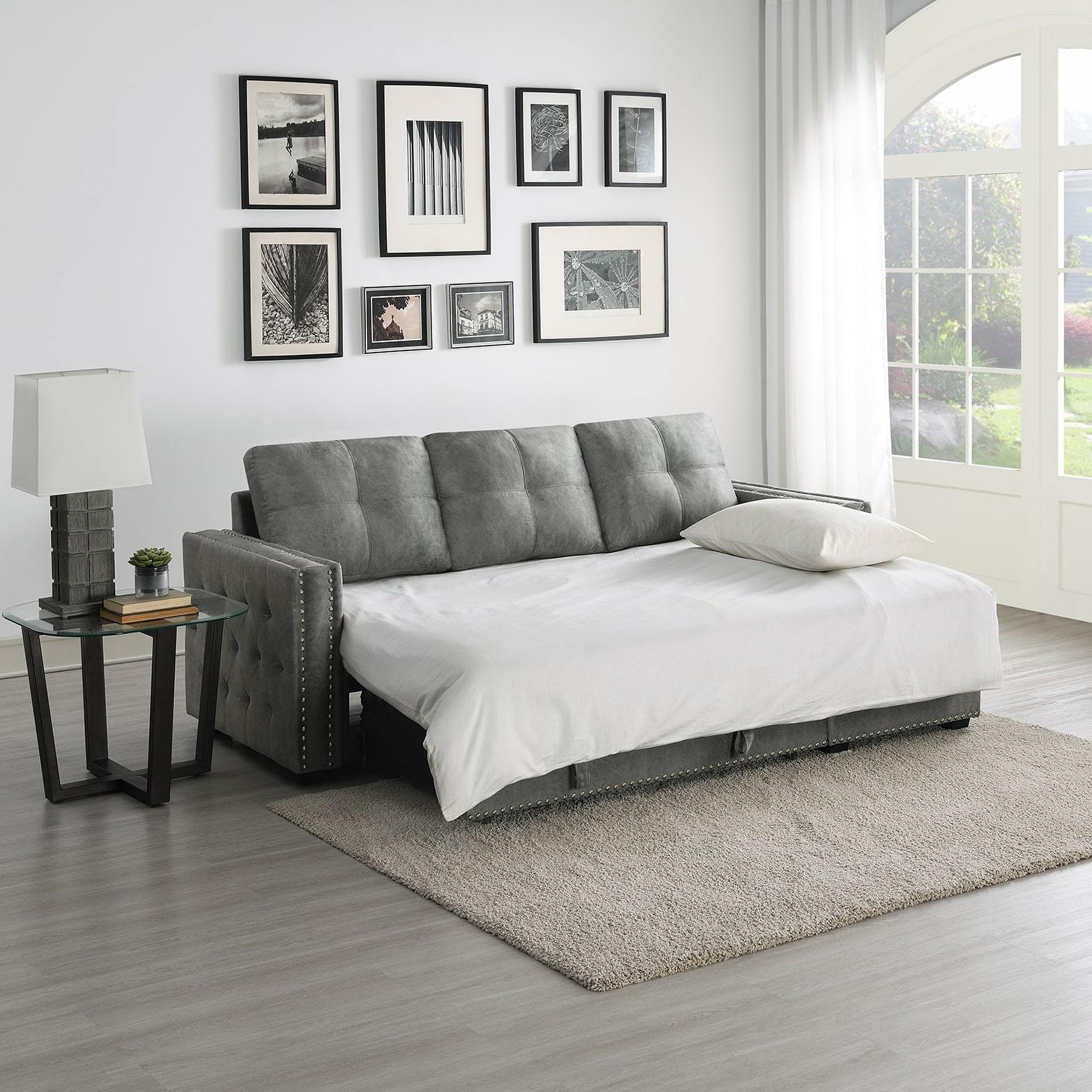 Velvet Reversible Sleeper Sectional Sofa with Storage