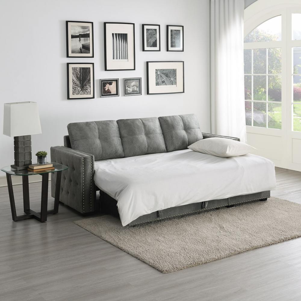 Velvet Reversible Sleeper Sectional Sofa with Storage