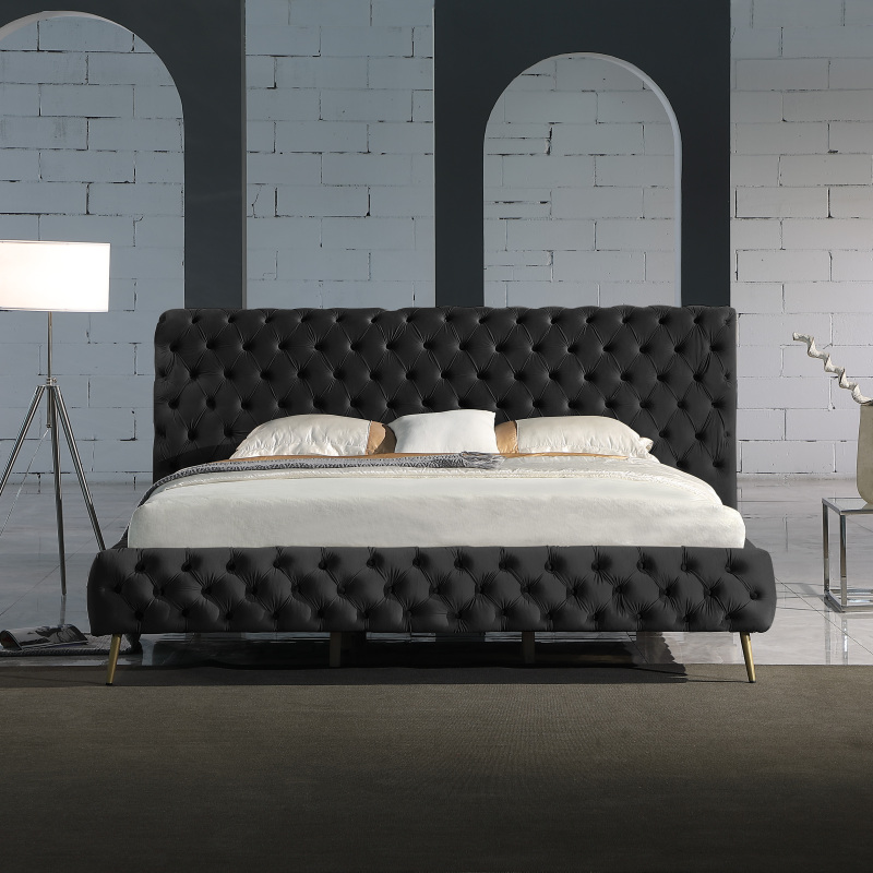 Queen Contemporary Tufted Bed Frame - Black