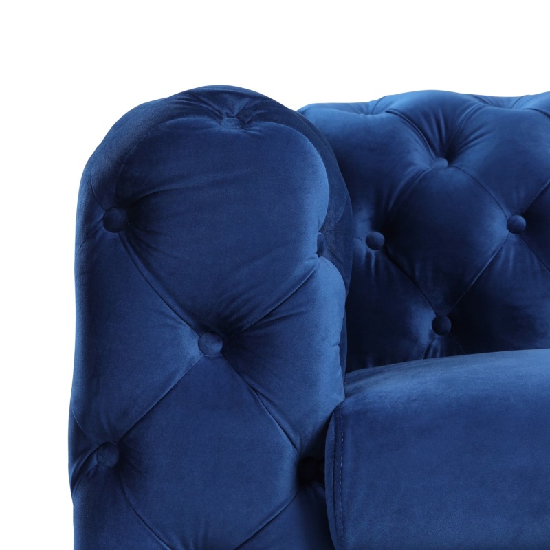 Contemporary Sofa with Deep Button Tufting Dutch Velvet - Navy Blue