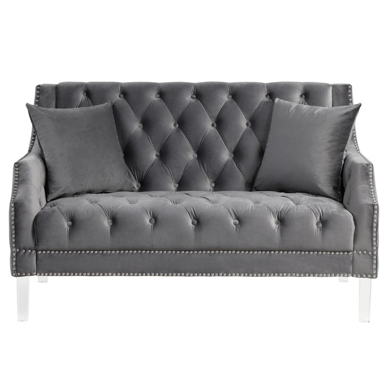 Living Room Couches Fabric Dutch Velvet  Loveseat-Gray