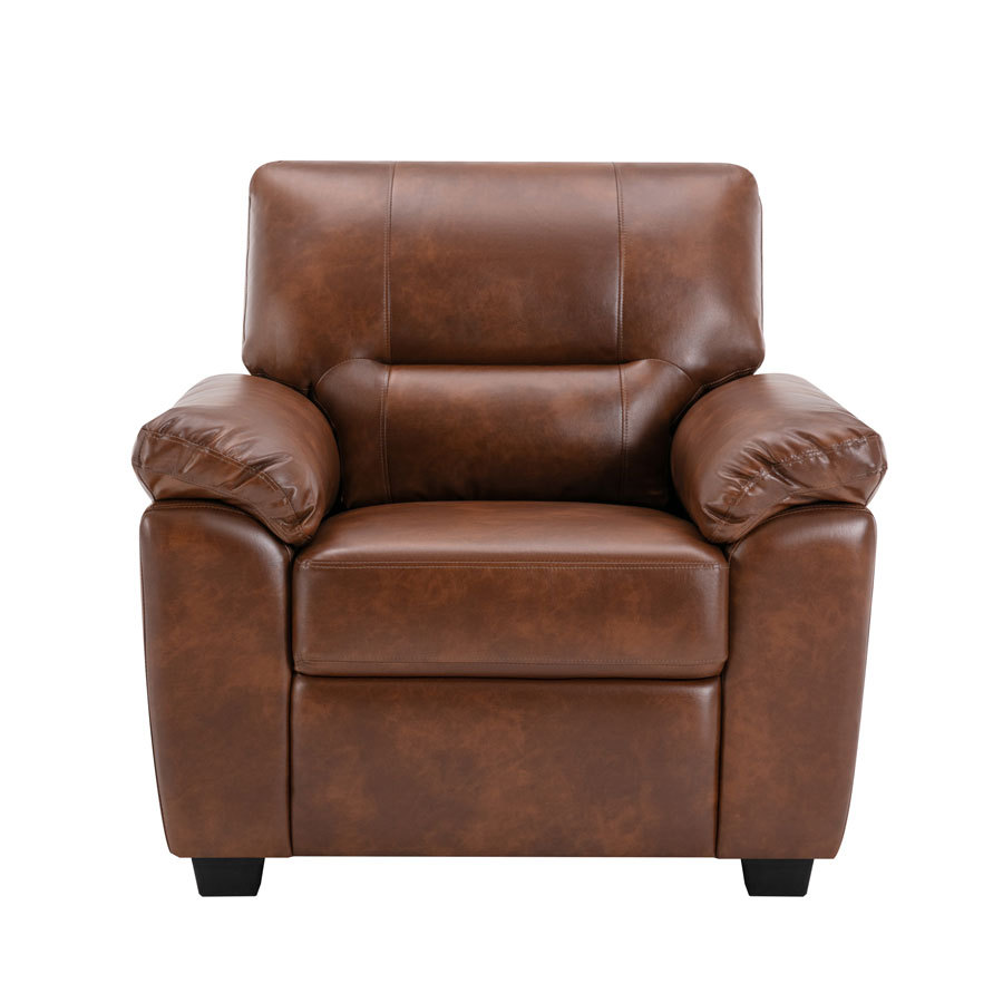 Garrin Series Brown PU Leather Sofa Chair with Pillows