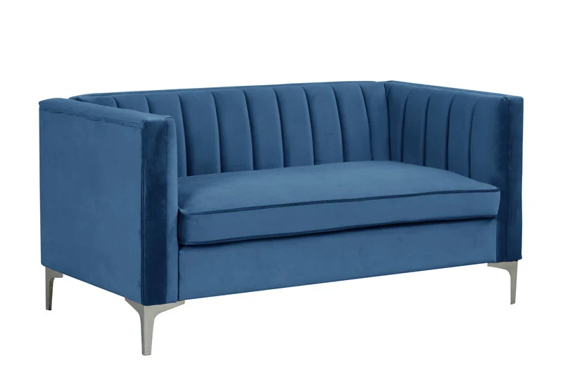 Modern Channel Tufted Velvet  Chair and Loveseat