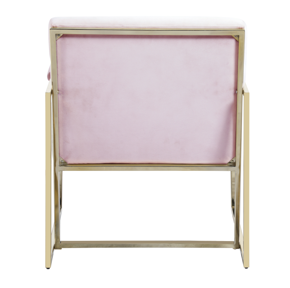 Italian Light Luxury Accent Chair, Contemporary Velvet Upholstered - Pink