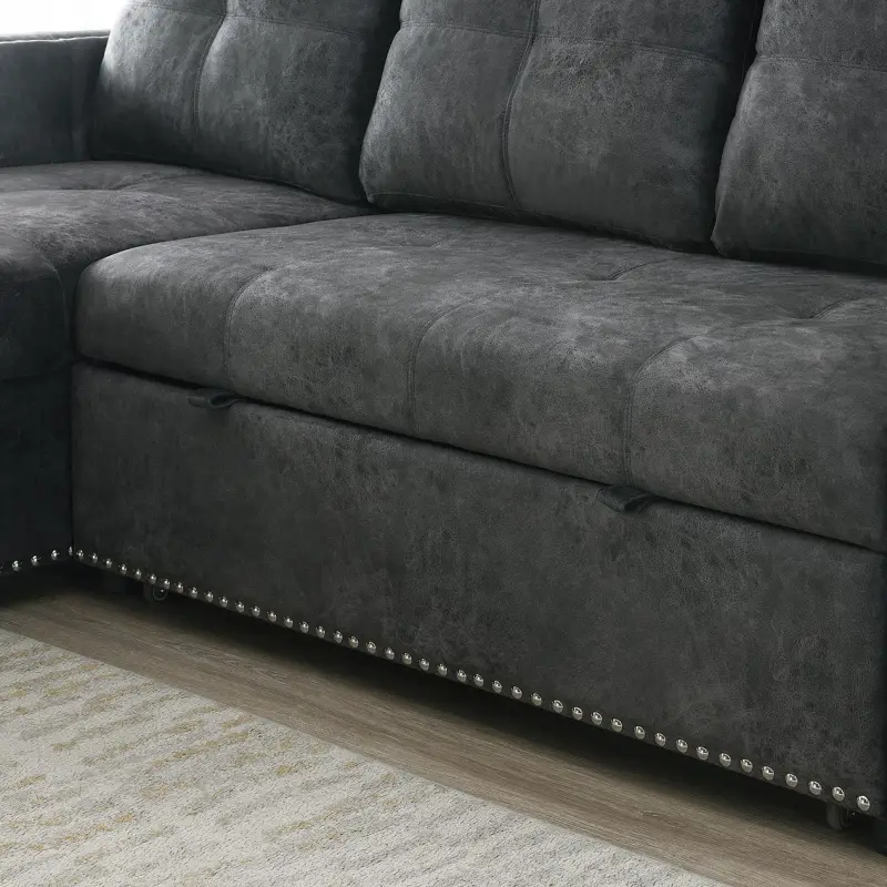 Velvet Sleeper Sofa Sectional Sofa Bed with Storage