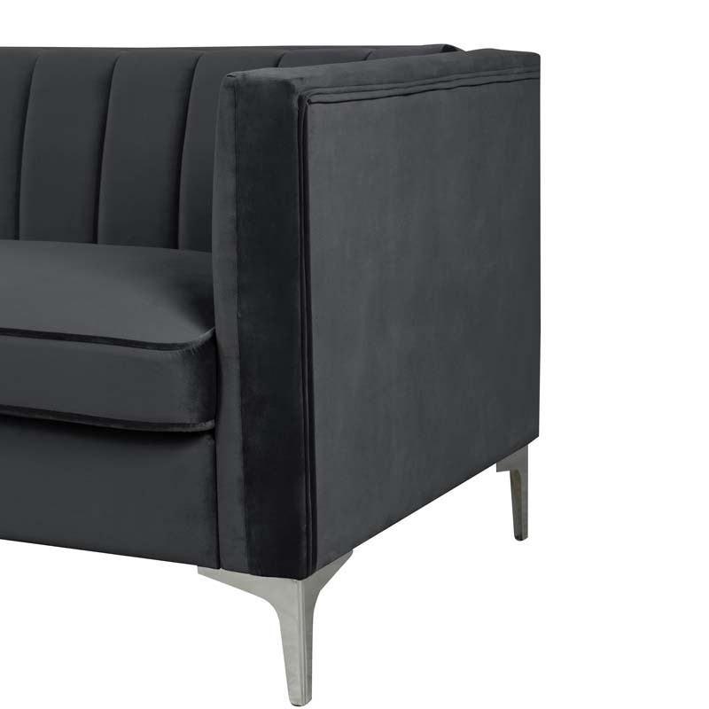 2 Pieces Modern Channel Tufted Velvet Loveseat and Sofa Set