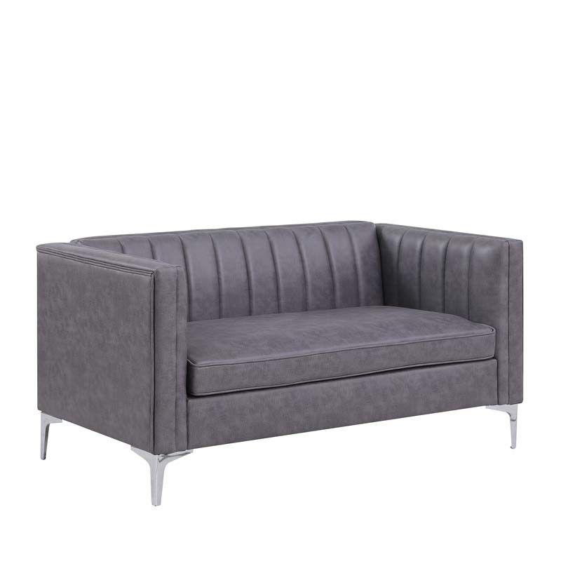 Living Room 3 Pieces Sofa Set Leather Sofa Set Channel Backrest Simplicism