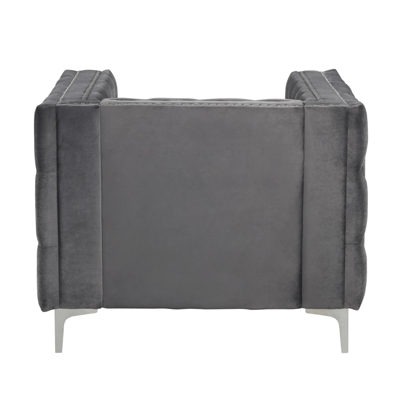 Couches for Living Room 2 Pieces Velvet  - Grey