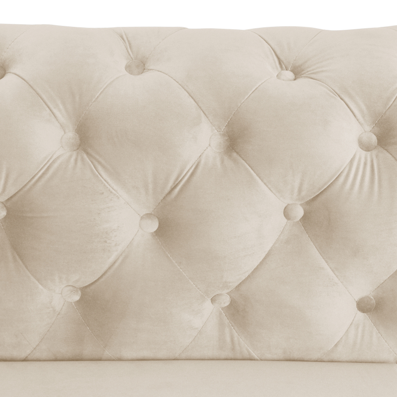 Contemporary Sofa Couch with Deep Button Tufting Dutch Velvet - Beige