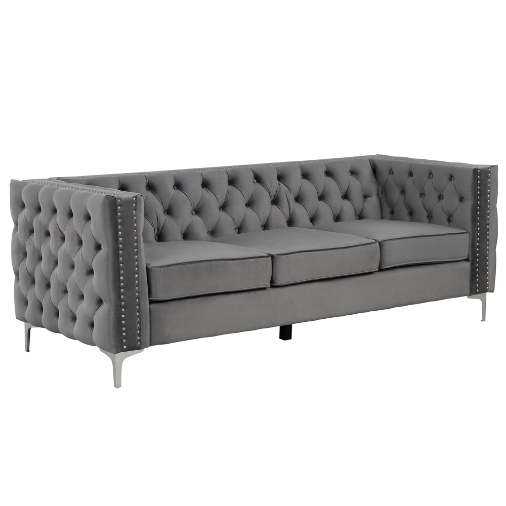 Modern Sofa with Deep Dutch Velvet - Grey