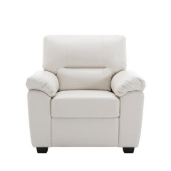 Garrin Series White PU Leather Sofa Chair with Pillows