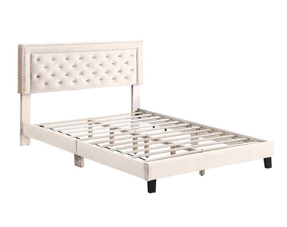 Bed Frame, Velvet Tufted Upholstered Modern Platform Bed with Headboard, Wooden Slats, No Box Spring Needed