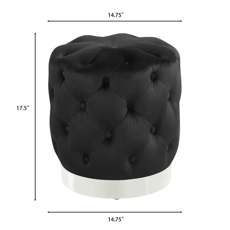 Round Tufted Velvet Ottoman Footrest