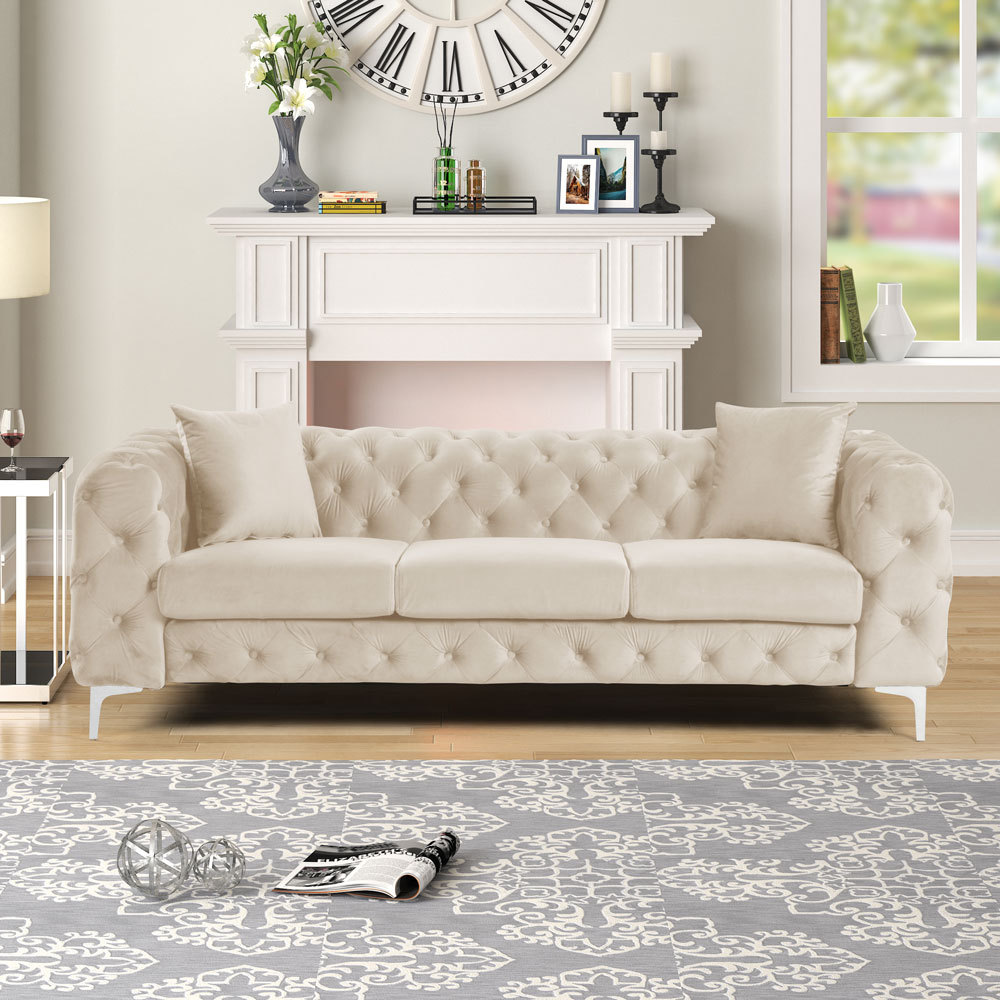 Contemporary Sofa  with Deep Button Tufting Dutch Velvet