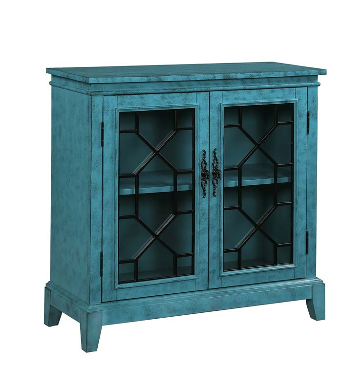 Sideboard & Buffets Cabinet with Iron Framed Glass Doors, Adjustable Shelves Accent Display Storage Distressed Console Cabinet for Entryway Living Room Bedroom Kitchen(Cherry)