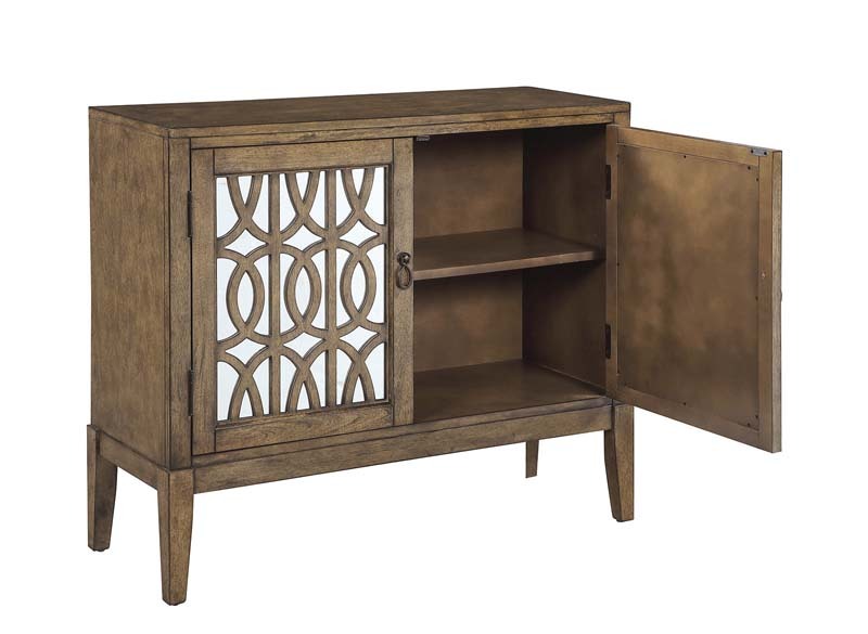 Accent Chest and Cabinet Sideboard with Framed Mirror Door and  Adjustable Shelves  Entryway Serving Wine Storage，34 Inch