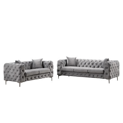 Contemporary Sofa  with Deep Button Tufting Dutch Velvet