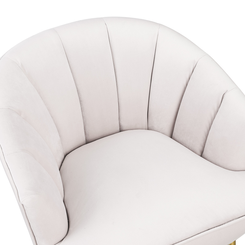 Accent  Armchair Velvet Barrel Club Chair - White