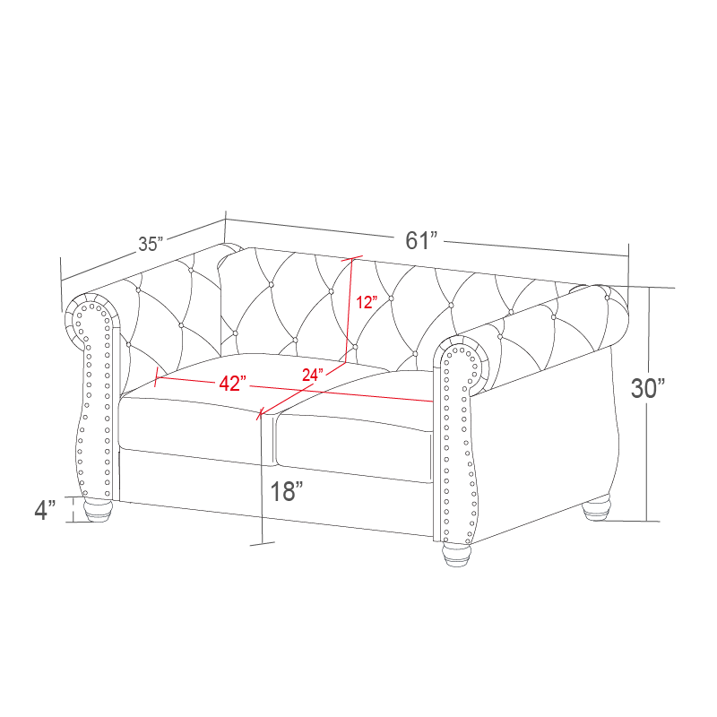 Linen Chesterfield Sofa Set With Roll Arms