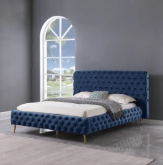 Queen Contemporary Tufted Bed Frame - Blue