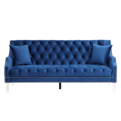 Fort Living Room Couche Sofa Slope Arm Mid-Century Style Velvet Blue