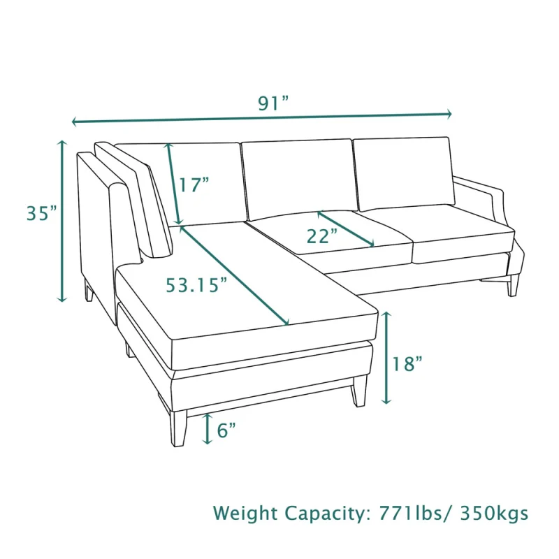 Silver Grey Sectional L Shape Sofa