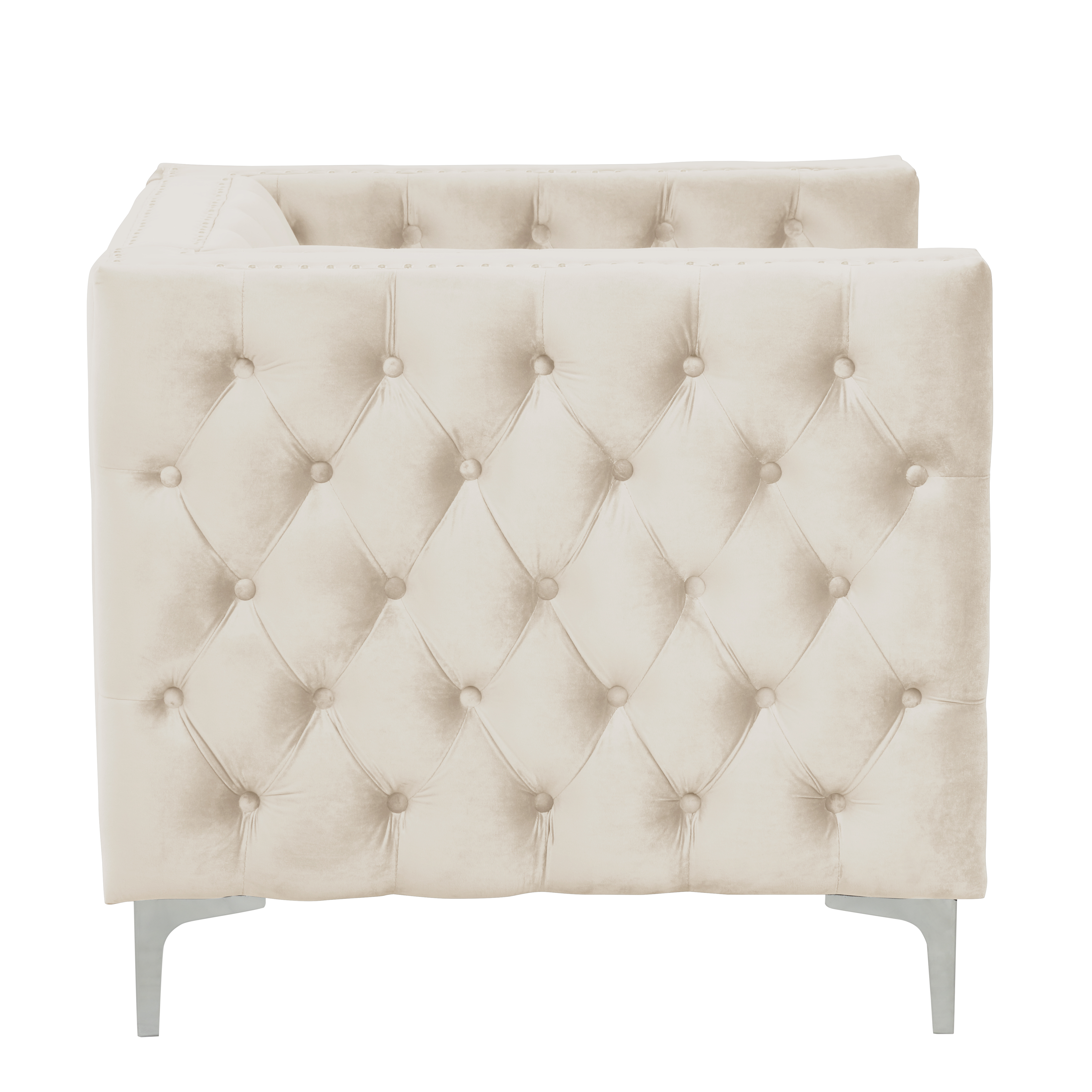 Modern Accent Chair with Deep Dutch Velvet - Beige