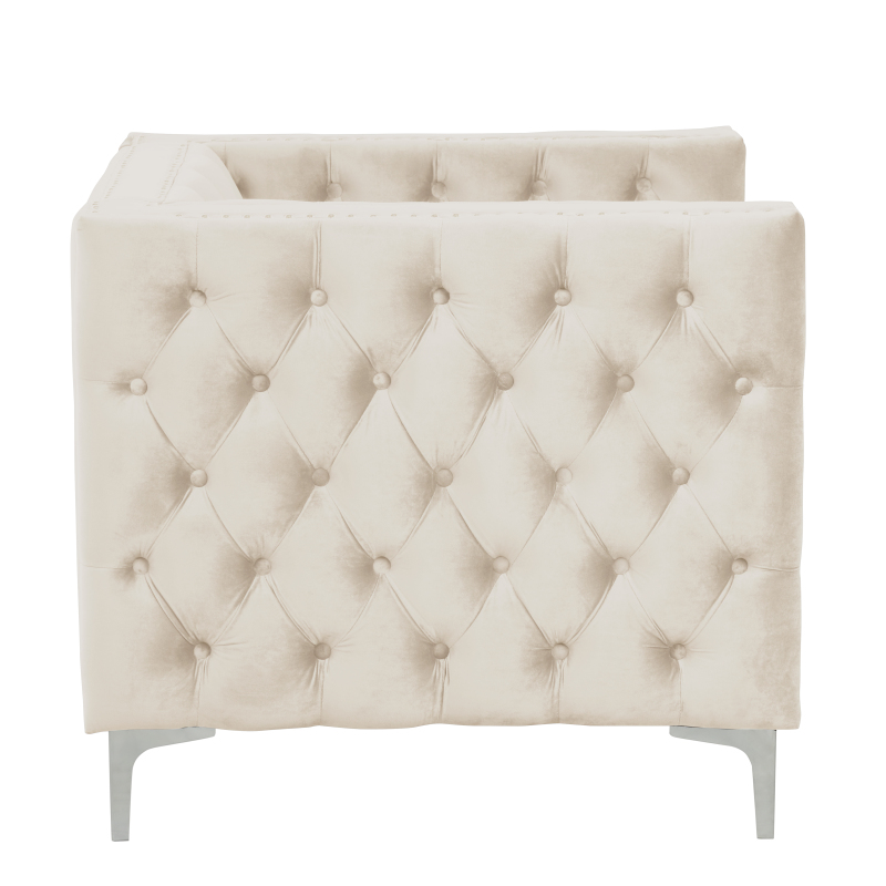 Modern Accent Chair with Deep Dutch Velvet - Beige