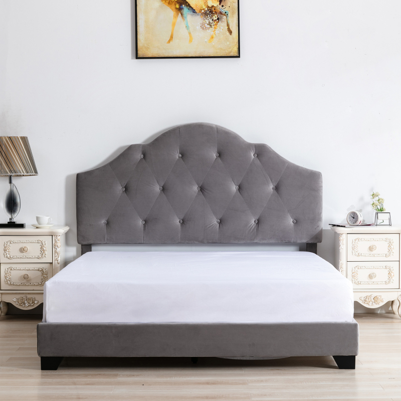 Velvet Bed Frame Box Spring Needed -Queen