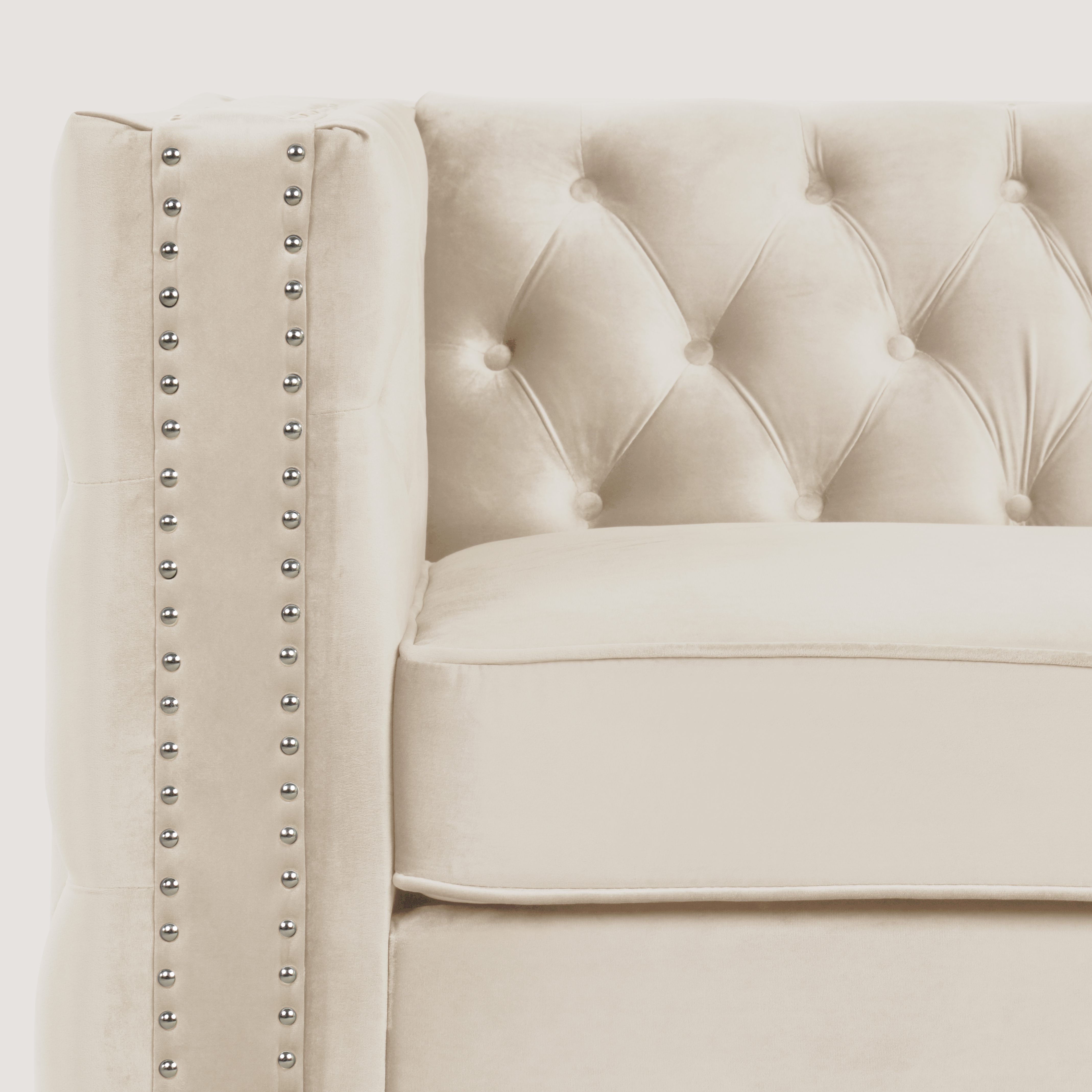 3 Pieces Living Room Furniture Sets Couches Velvet - Beige