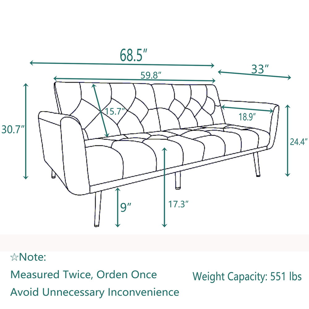 Velvet Futon Sofa Bed