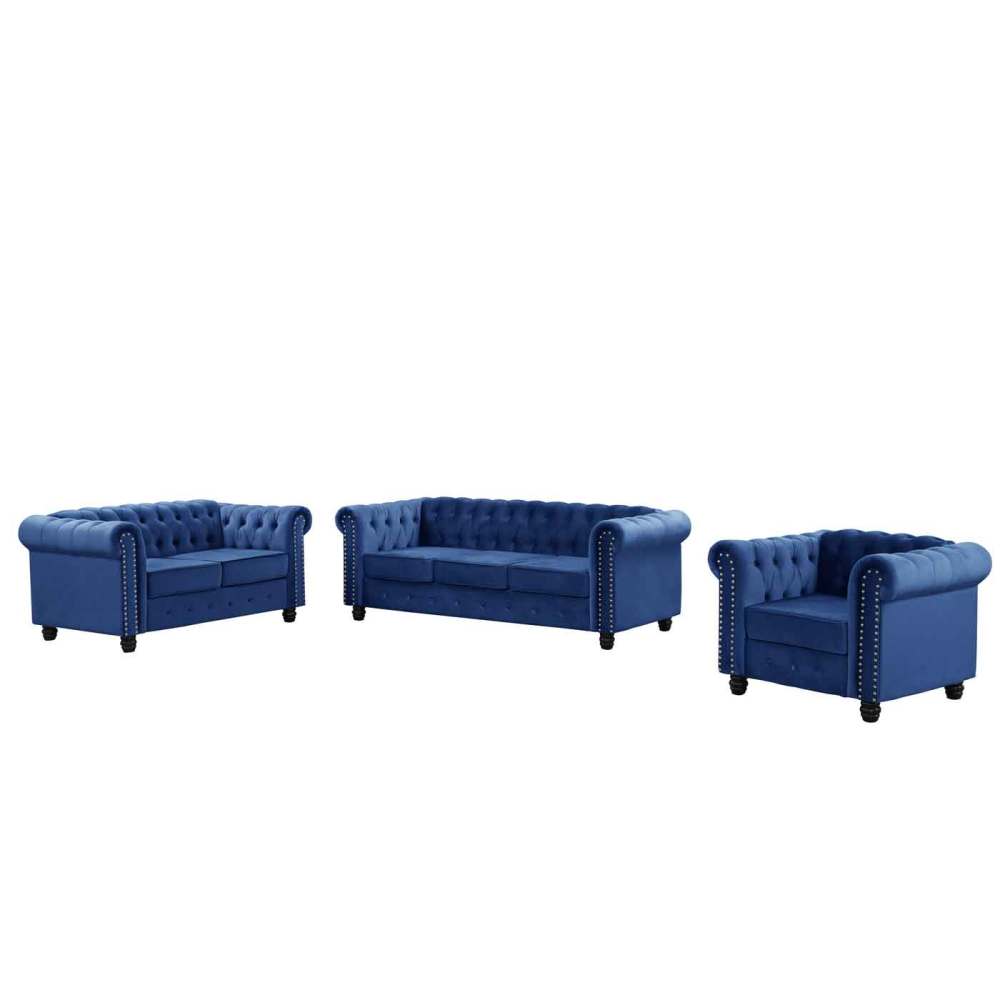 Chesterfield Furniture Sets 3 Pieces - Blue