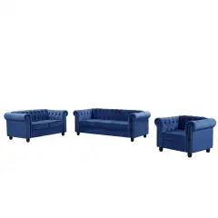 Chesterfield Velvet Furniture Sets 3 Pieces - Blue