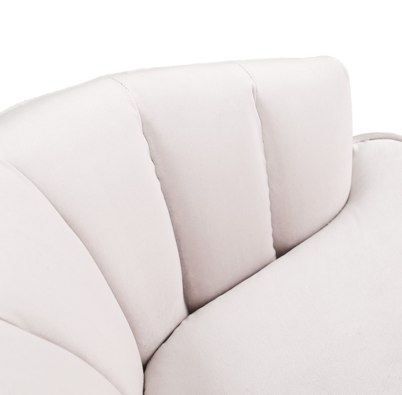 Accent  Armchair Velvet Barrel Club Chair - White