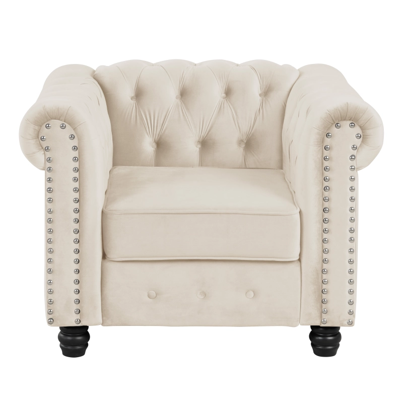 Chair for Living Room Furniture Sets Velvet - Beige