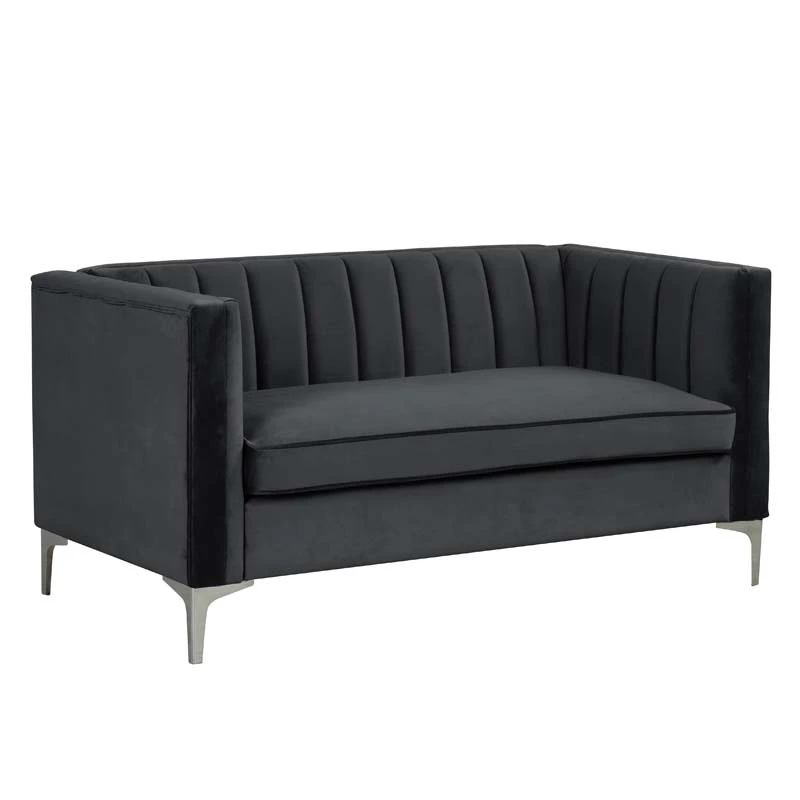 Modern Channel Tufted Velvet  Chair and Loveseat