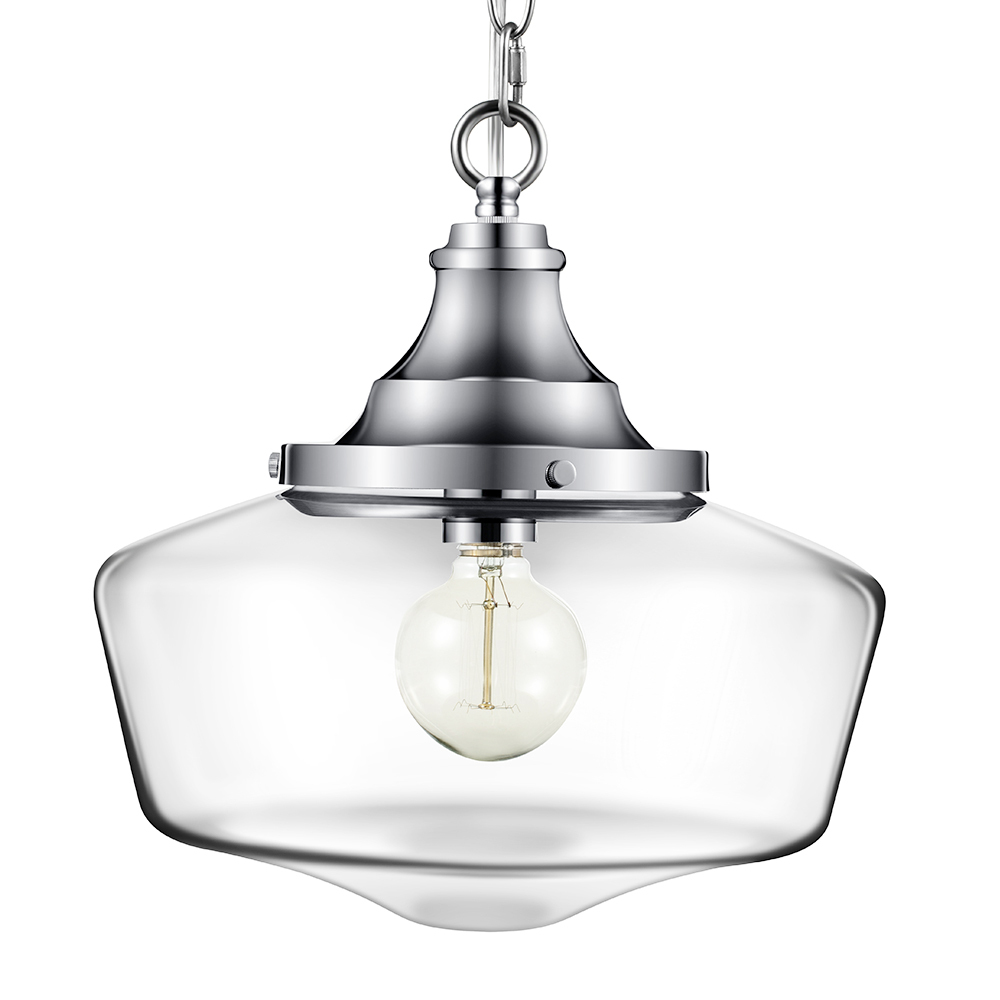 Glass Pendant Light  Polished Nickel