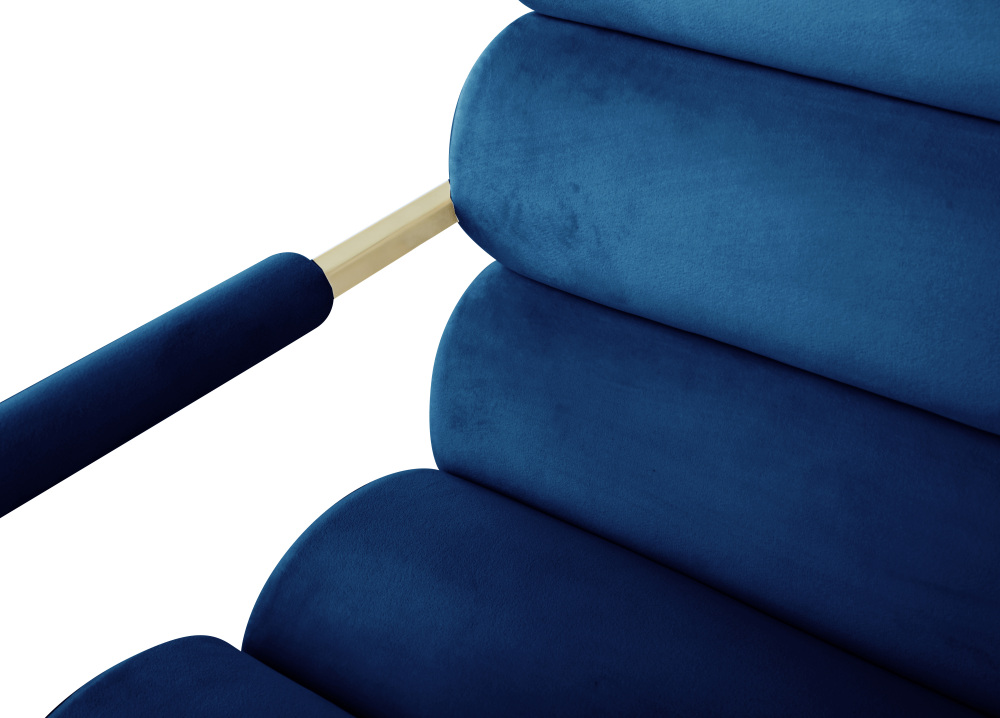 Italian Light Luxury Accent Chair, Contemporary Velvet Upholstered - Blue