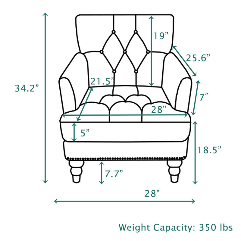 TV Chair Leather Tufted Club Chair, Upolstered Accent Chair Wood Leg for Livingroom, Brown