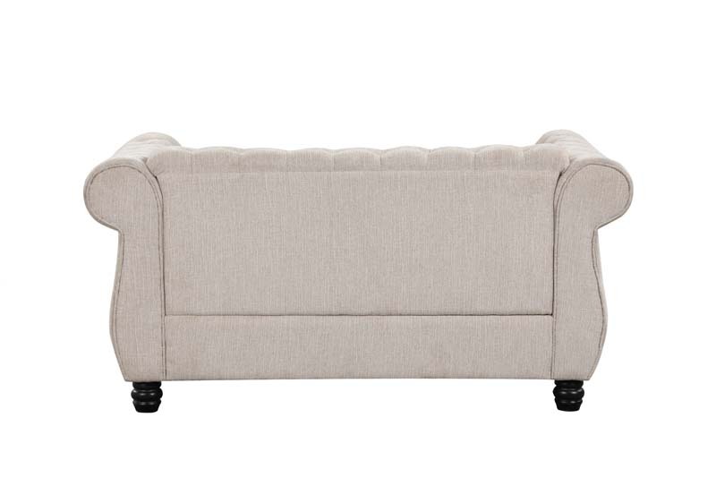 Linen Chesterfield Sofa Set With Roll Arms